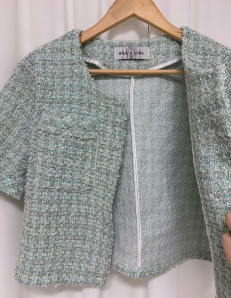 민트 반팔 트위드 자켓 이미지