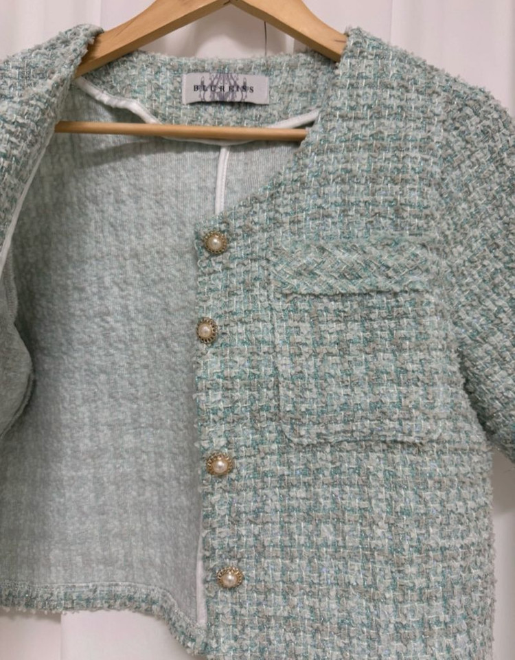 민트 반팔 트위드 자켓 이미지