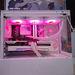 7800x3d , 9070xt 화이트 게이밍 pc 본체 이미지