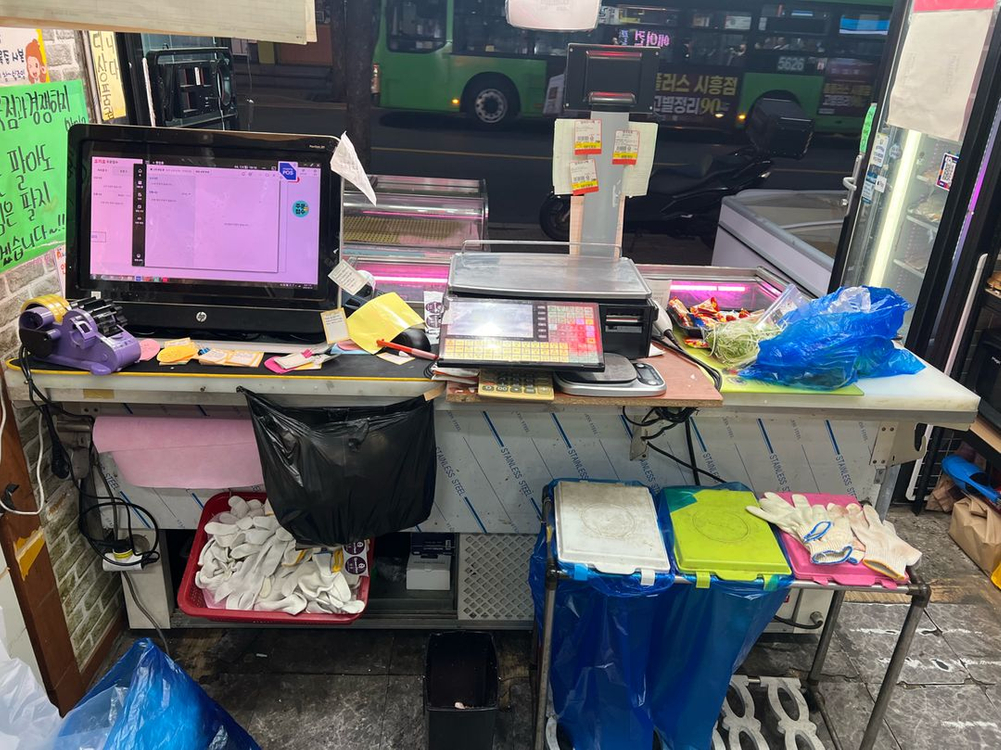 업소용 냉장고 쇼케이스. 냉장평대 이미지