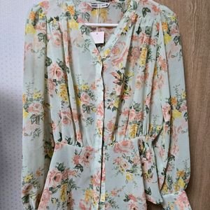 (새상품) MIXXO 미쏘 플라워 쉬폰 블라우스 이미지