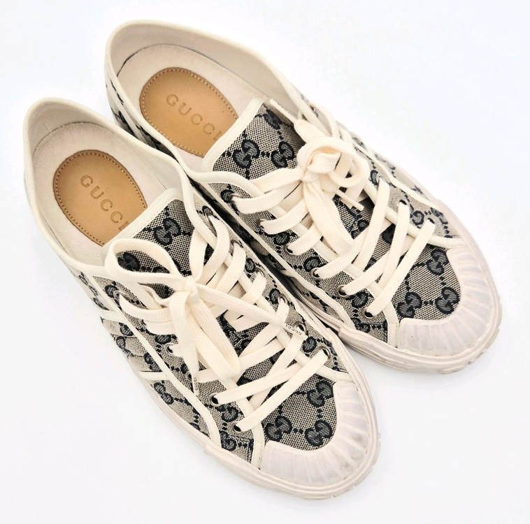 [중고명품셀렉트]구찌 캔버스 로우탑 남성 스니커즈 7 1/2 이미지