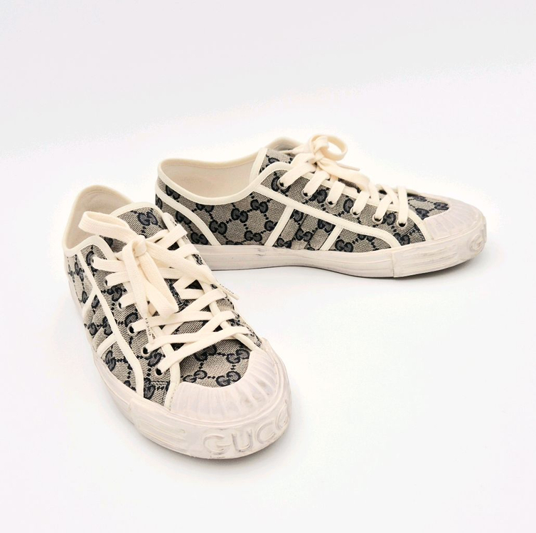 [중고명품셀렉트]구찌 캔버스 로우탑 남성 스니커즈 7 1/2 이미지