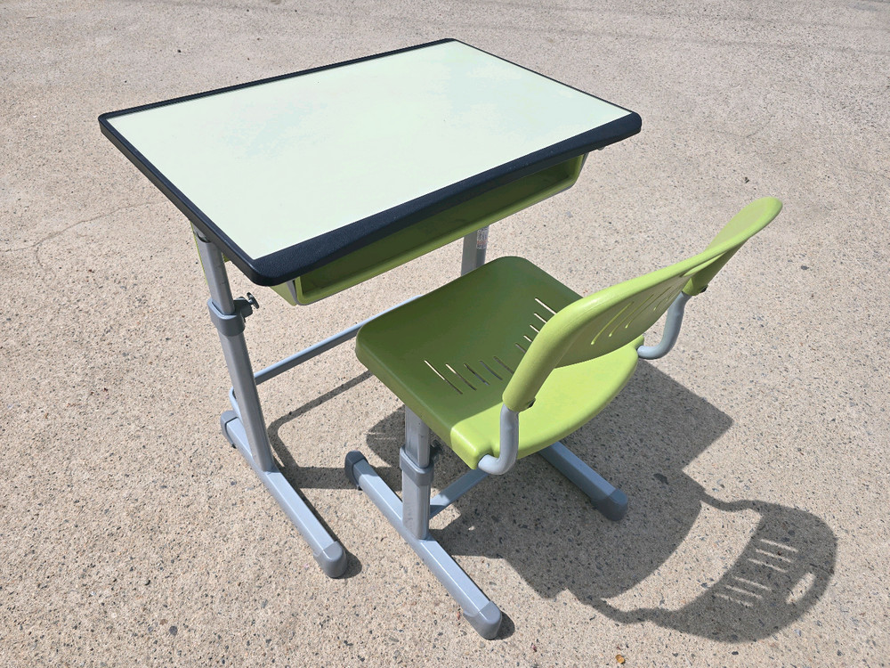 [우진]강화유리 높이조절 책상+의자세트 학원책상세트 (S/L)사이즈 선택가능 이미지