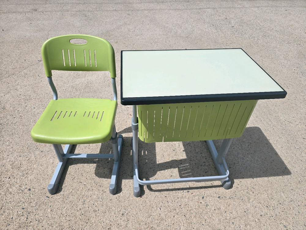 [우진]강화유리 높이조절 책상+의자세트 학원책상세트 (S/L)사이즈 선택가능 이미지