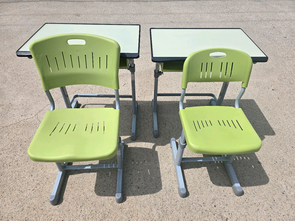 [우진]강화유리 높이조절 책상+의자세트 학원책상세트 (S/L)사이즈 선택가능 이미지