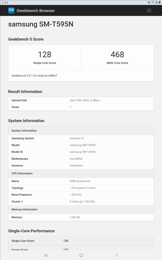삼성 갤럭시 탭 A 10.5 32GB LTE(SM-T595N) 태블릿 부품용 팝니다 이미지