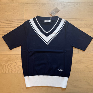 아페쎄골프 여성 니트 반팔티 네이비 이미지