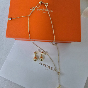 이에르로르 샴페인문 듀 드롭 실버 목걸이+귀걸이 이미지