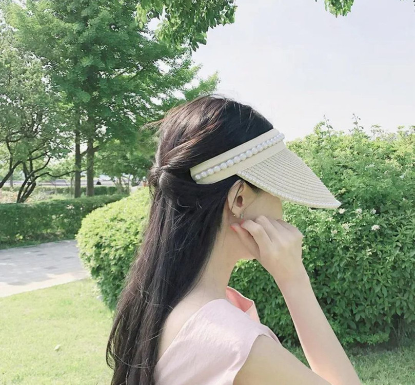 진주 밀집모자 바캉스모자 여름모자 선캡 이미지