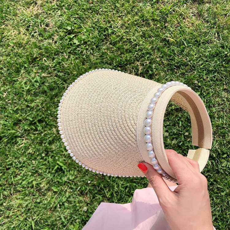 진주 밀집모자 바캉스모자 여름모자 선캡 이미지