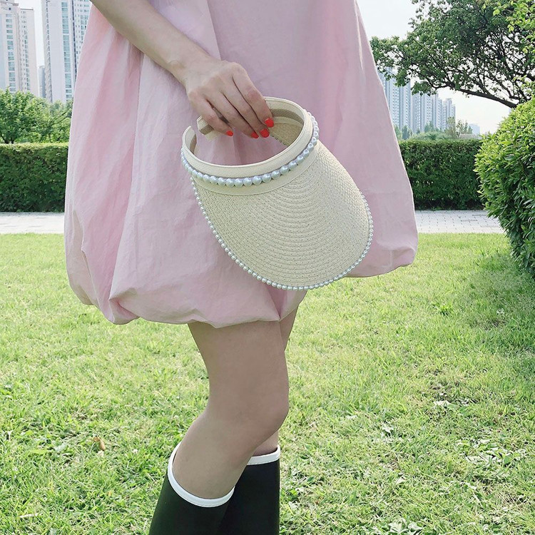 진주 밀집모자 바캉스모자 여름모자 선캡 이미지