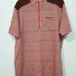 컬럼비아 레드 하프집업 반팔 티셔츠 L사이즈 이미지