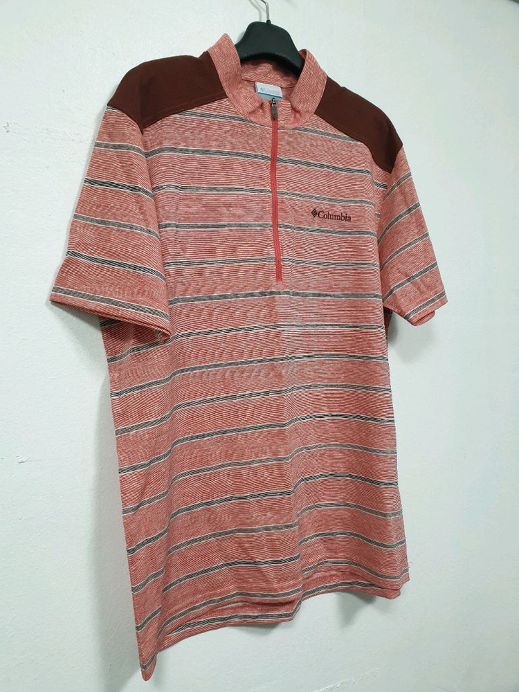 컬럼비아 레드 하프집업 반팔 티셔츠 L사이즈 이미지
