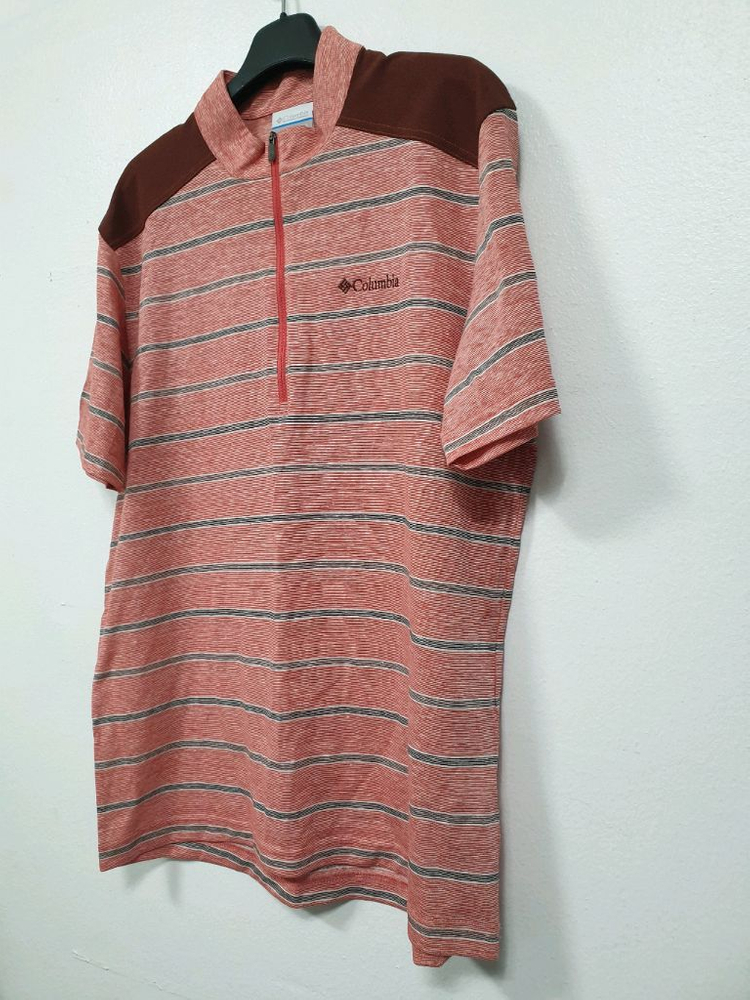 컬럼비아 레드 하프집업 반팔 티셔츠 L사이즈 이미지