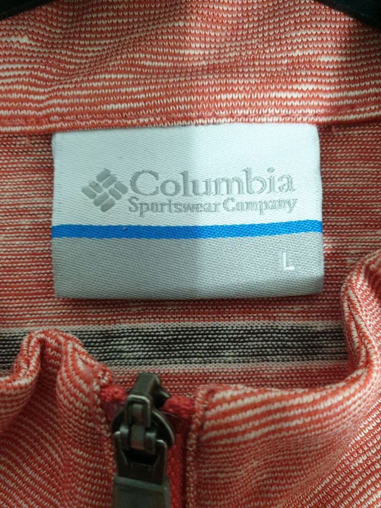 컬럼비아 레드 하프집업 반팔 티셔츠 L사이즈 이미지
