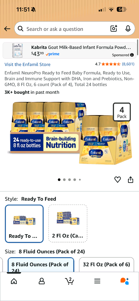 제목: [미개봉 새상품] 엔파밀 뉴로프로 액상분유 Enfamil NeuroPro RTF (10병) 이미지