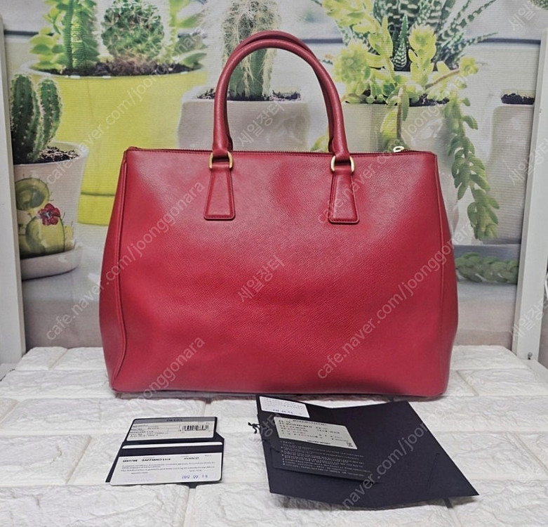프라다 토트백 레드 사피아노 미듐 명품 여성가방 GC79 이미지