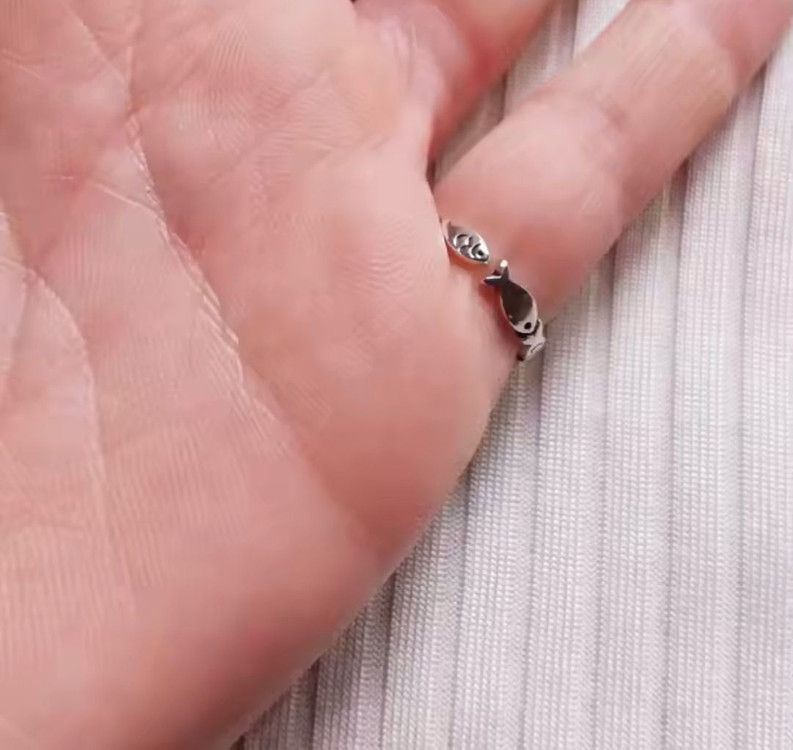 물고기반지 신주 은도금 조절 가능 반지 이미지