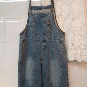 데님 반바지 멜빵바지 숏팬츠 M정도 이미지