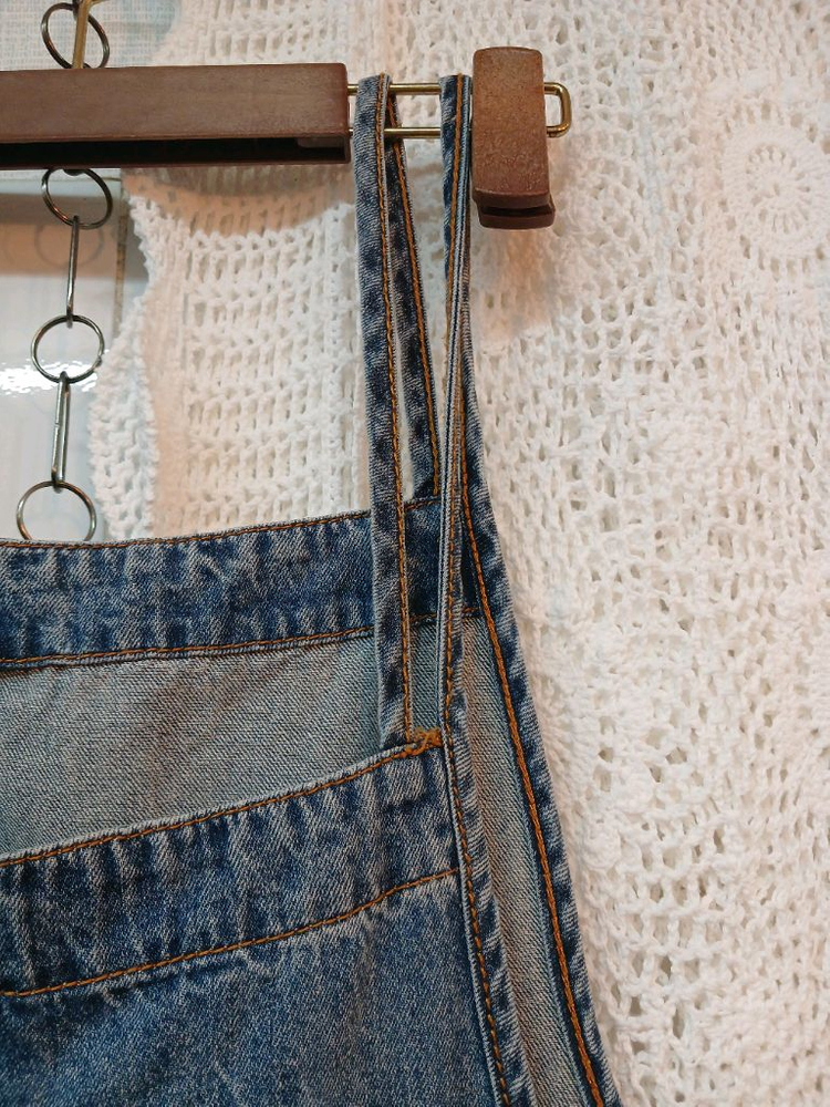 데님 반바지 멜빵바지 숏팬츠 M정도 이미지