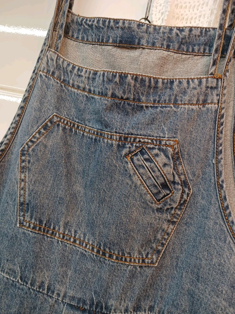 데님 반바지 멜빵바지 숏팬츠 M정도 이미지