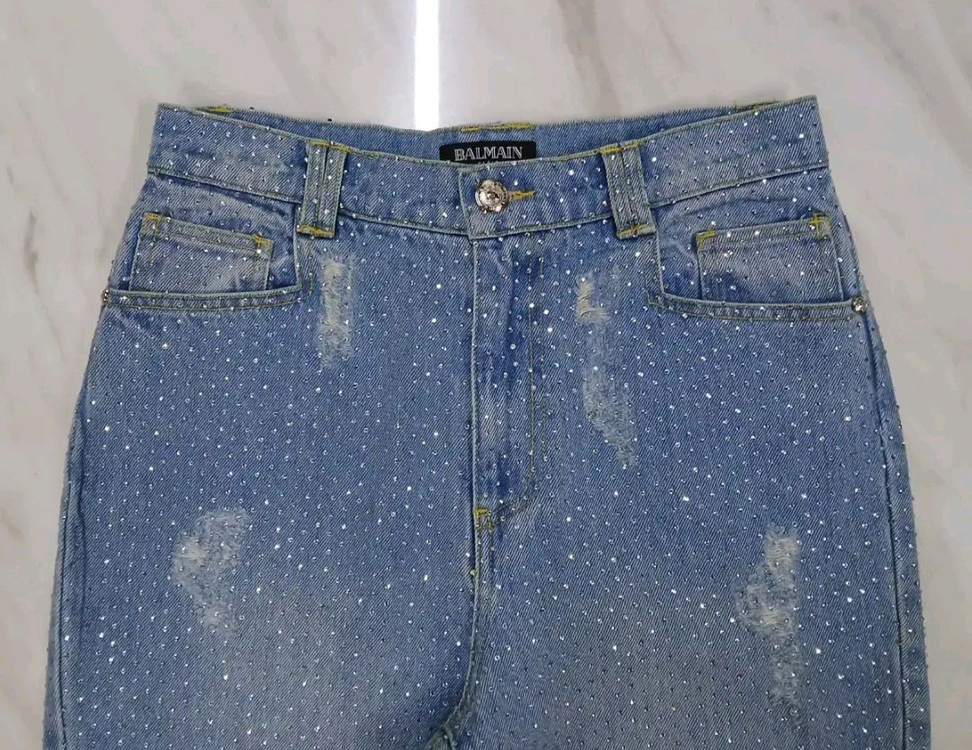 [최고급 남여공용] 발망 큐빅장식 데님 청바지 바지 팬츠 M 사이즈 (아미리 디스쿼어드2 크롬하츠 에디하디 머큐리) 이미지