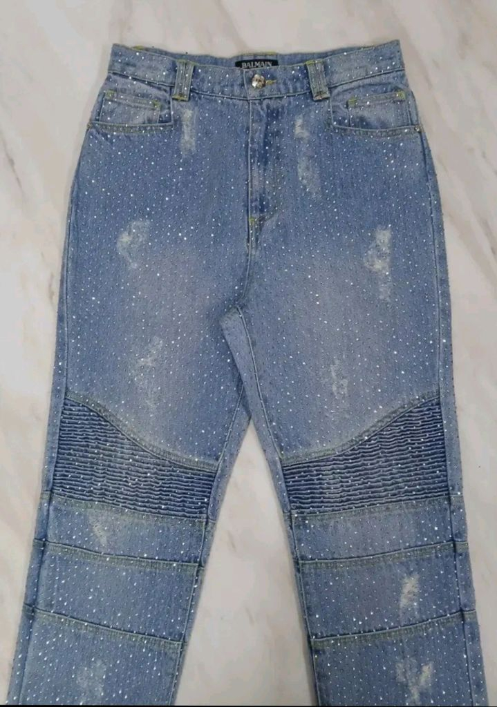 [최고급 남여공용] 발망 큐빅장식 데님 청바지 바지 팬츠 M 사이즈 (아미리 디스쿼어드2 크롬하츠 에디하디 머큐리) 이미지