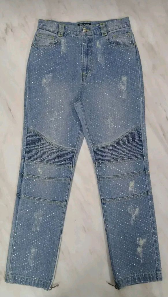 [최고급 남여공용] 발망 큐빅장식 데님 청바지 바지 팬츠 M 사이즈 (아미리 디스쿼어드2 크롬하츠 에디하디 머큐리) 이미지