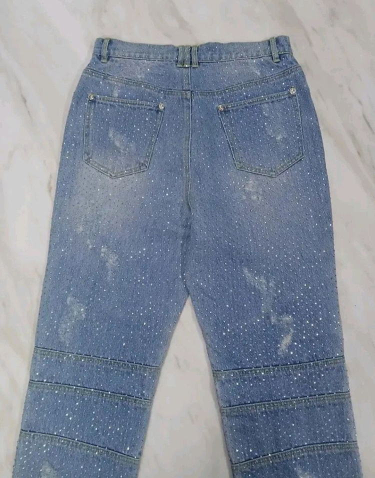 [최고급 남여공용] 발망 큐빅장식 데님 청바지 바지 팬츠 M 사이즈 (아미리 디스쿼어드2 크롬하츠 에디하디 머큐리) 이미지