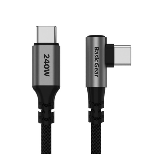 베이직기어 240W PD 90도 꺾임 C to C 초고속 충전 케이블 1m + 2m 미개봉 새상품 판매합니다. 이미지