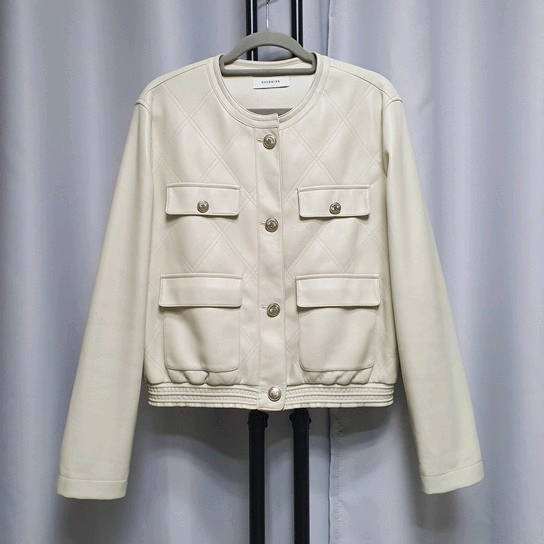 쉬즈미스 에코 레더 가죽 트위드 자켓 이미지