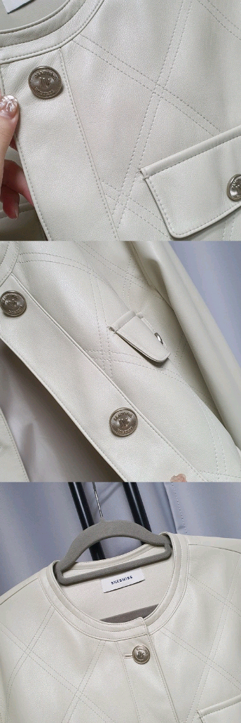 쉬즈미스 에코 레더 가죽 트위드 자켓 이미지