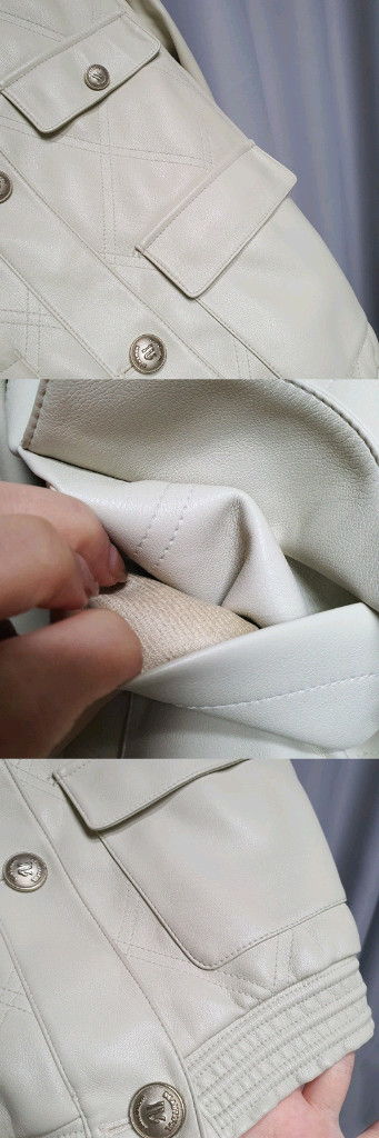 쉬즈미스 에코 레더 가죽 트위드 자켓 이미지