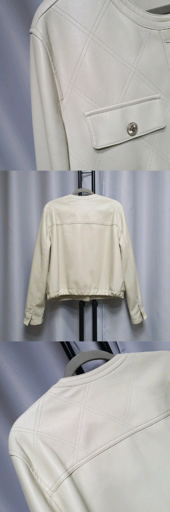 쉬즈미스 에코 레더 가죽 트위드 자켓 이미지