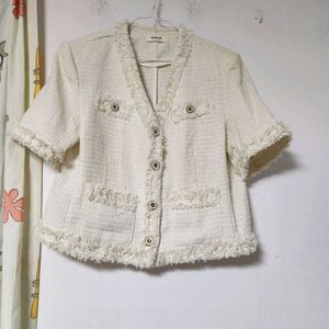 BLACK.SU 트위드 반팔 자켓 아이보리 88 이미지