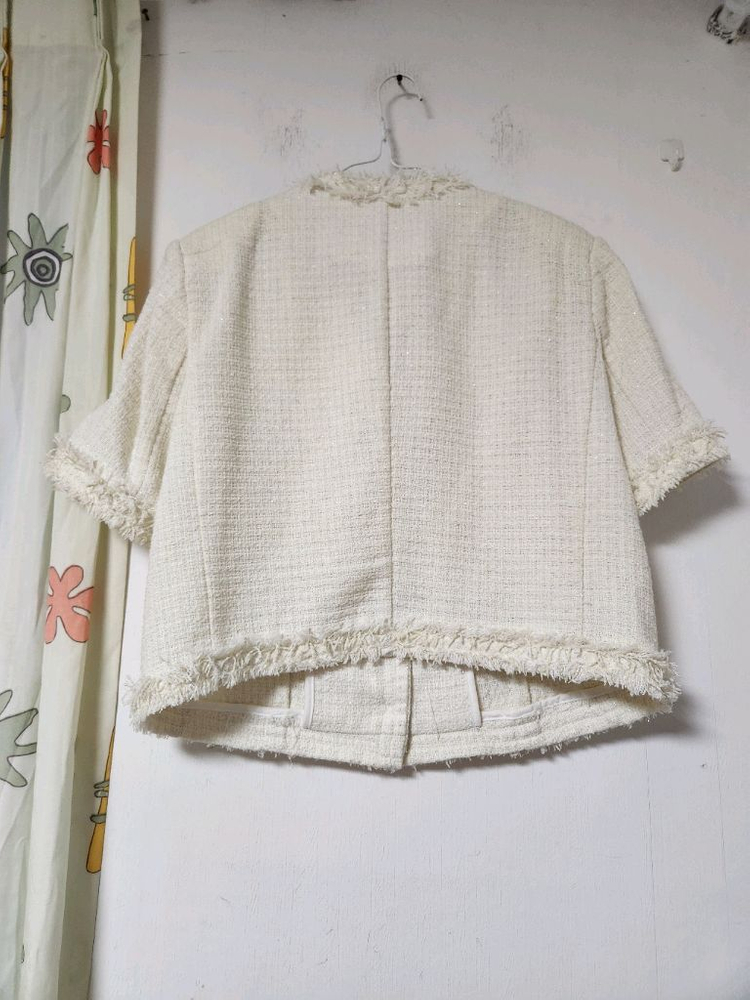 BLACK.SU 트위드 반팔 자켓 아이보리 88 이미지