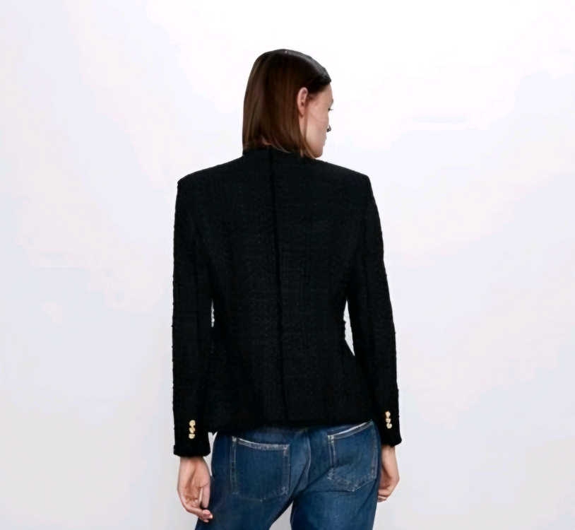 택 있는 새상품) 자라 블랙 트위드 자켓 이미지