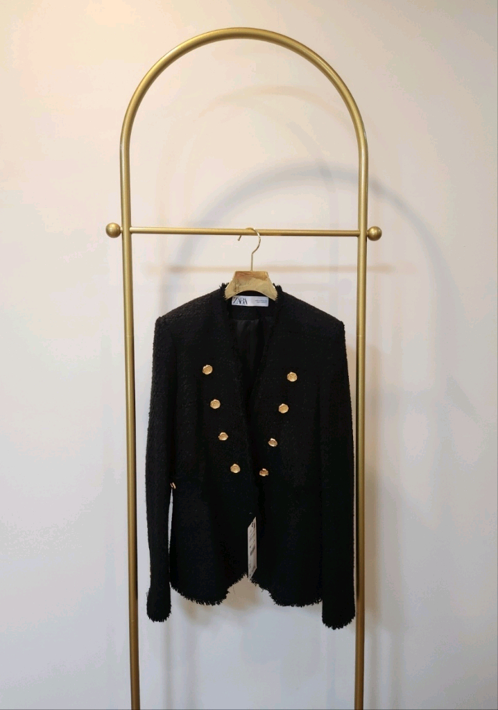 택 있는 새상품) 자라 블랙 트위드 자켓 이미지