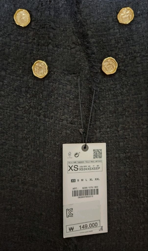 택 있는 새상품) 자라 블랙 트위드 자켓 이미지