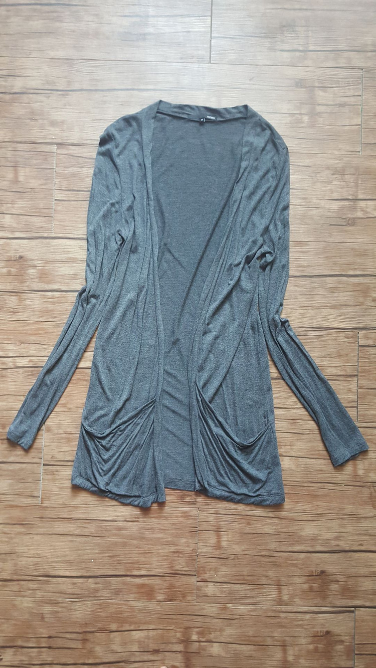 사이즈55 66 롱가디건 간절기 블랙 그레이 챠콜 이미지