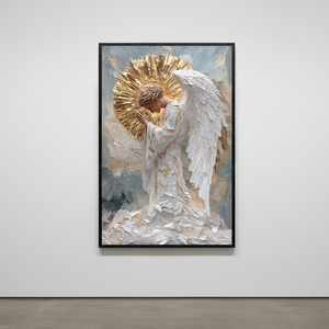 침묵의 찬가 그림 액자 팝아트 인테리어소품 천사그림 천사액자 대형 고급 금장 유화 스타일 거실 침실 인테리어 아트포 이미지