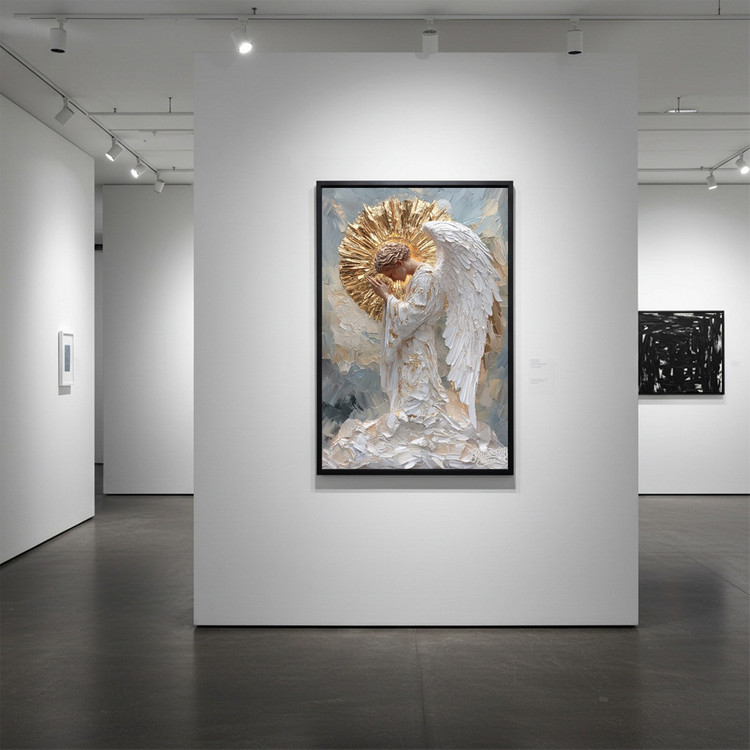 침묵의 찬가 그림 액자 팝아트 인테리어소품 천사그림 천사액자 대형 고급 금장 유화 스타일 거실 침실 인테리어 아트포 이미지