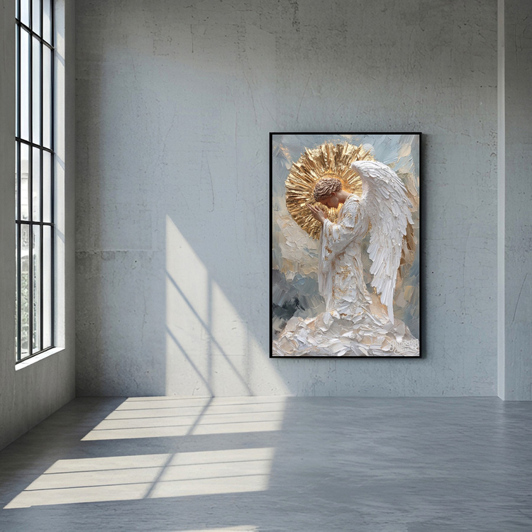 침묵의 찬가 그림 액자 팝아트 인테리어소품 천사그림 천사액자 대형 고급 금장 유화 스타일 거실 침실 인테리어 아트포 이미지