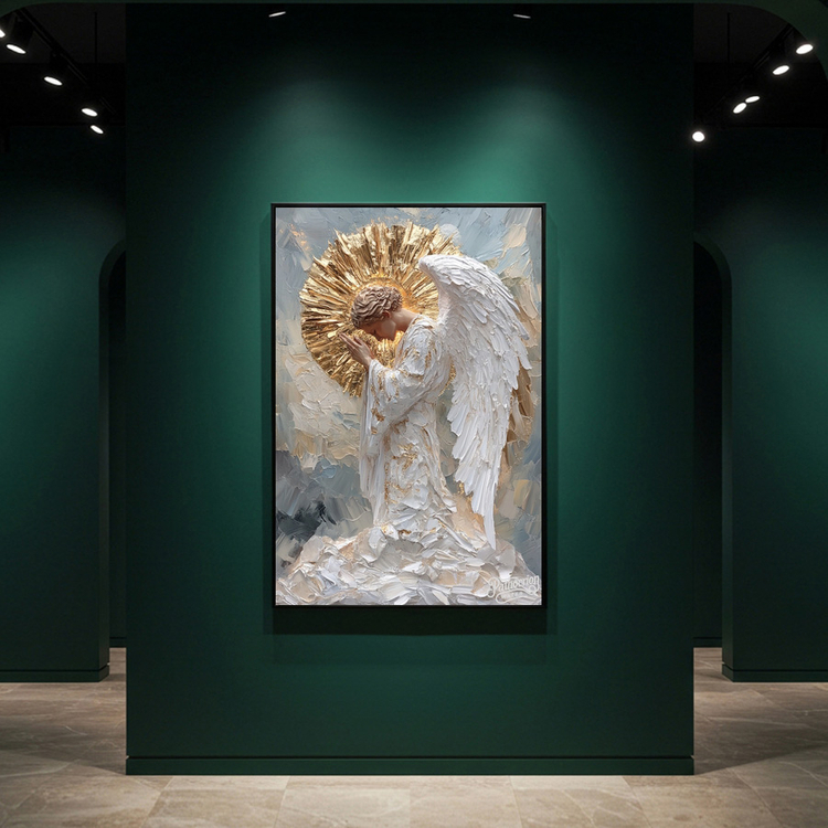 침묵의 찬가 그림 액자 팝아트 인테리어소품 천사그림 천사액자 대형 고급 금장 유화 스타일 거실 침실 인테리어 아트포 이미지
