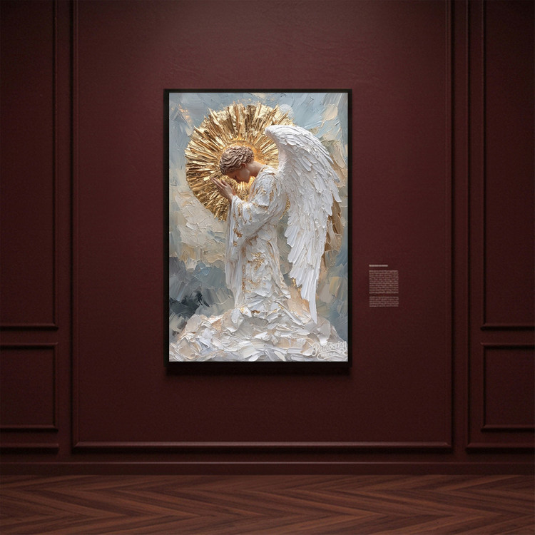 침묵의 찬가 그림 액자 팝아트 인테리어소품 천사그림 천사액자 대형 고급 금장 유화 스타일 거실 침실 인테리어 아트포 이미지