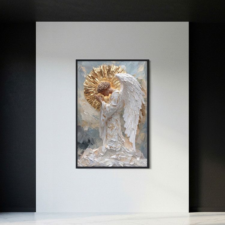 침묵의 찬가 그림 액자 팝아트 인테리어소품 천사그림 천사액자 대형 고급 금장 유화 스타일 거실 침실 인테리어 아트포 이미지