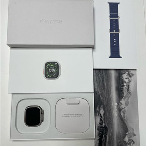 S급 ) 애플워치 울트라 3 49mm 내추럴 티타늄 앵커 블루 오션 밴드 이미지