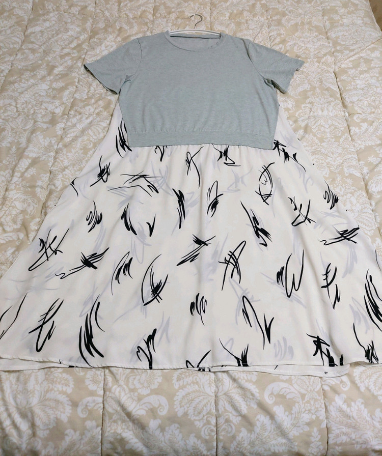 반팔 티셔츠 레이어드 롱 원피스(66~77) 새상품 이미지