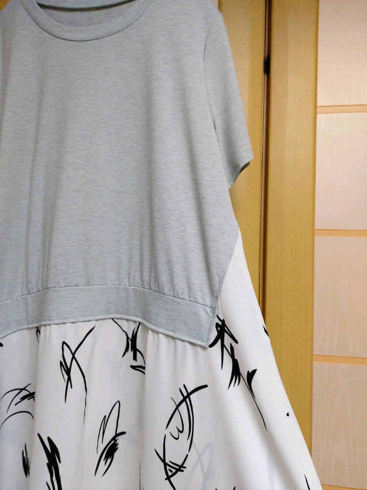 반팔 티셔츠 레이어드 롱 원피스(66~77) 새상품 이미지